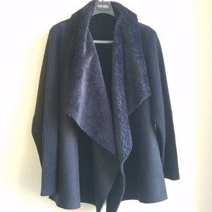 Black Faux Shearling Sweater Jacket NWOT Plus